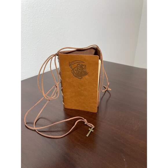 Vintage-Style Journal With Cross Charm & Refillable Pages For Notes Or Sketches - Picture 2 of 5